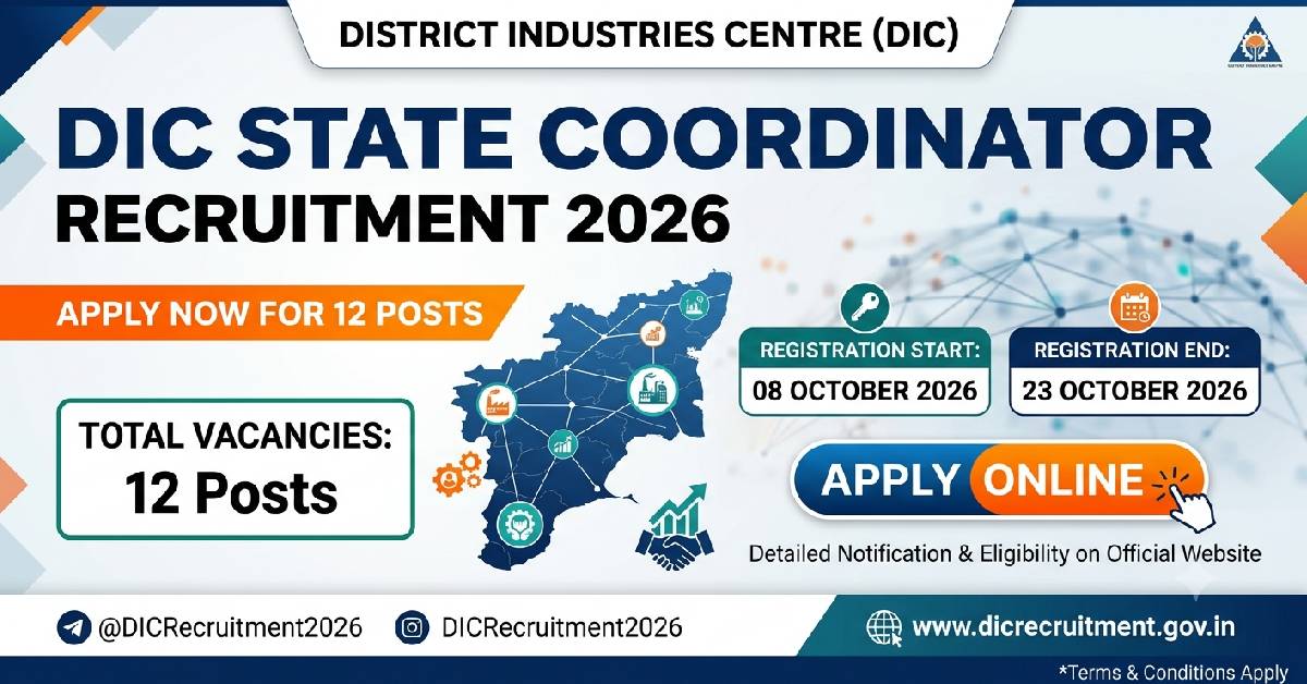 DIC State Coordinator Recruitment 2026 Apply Online